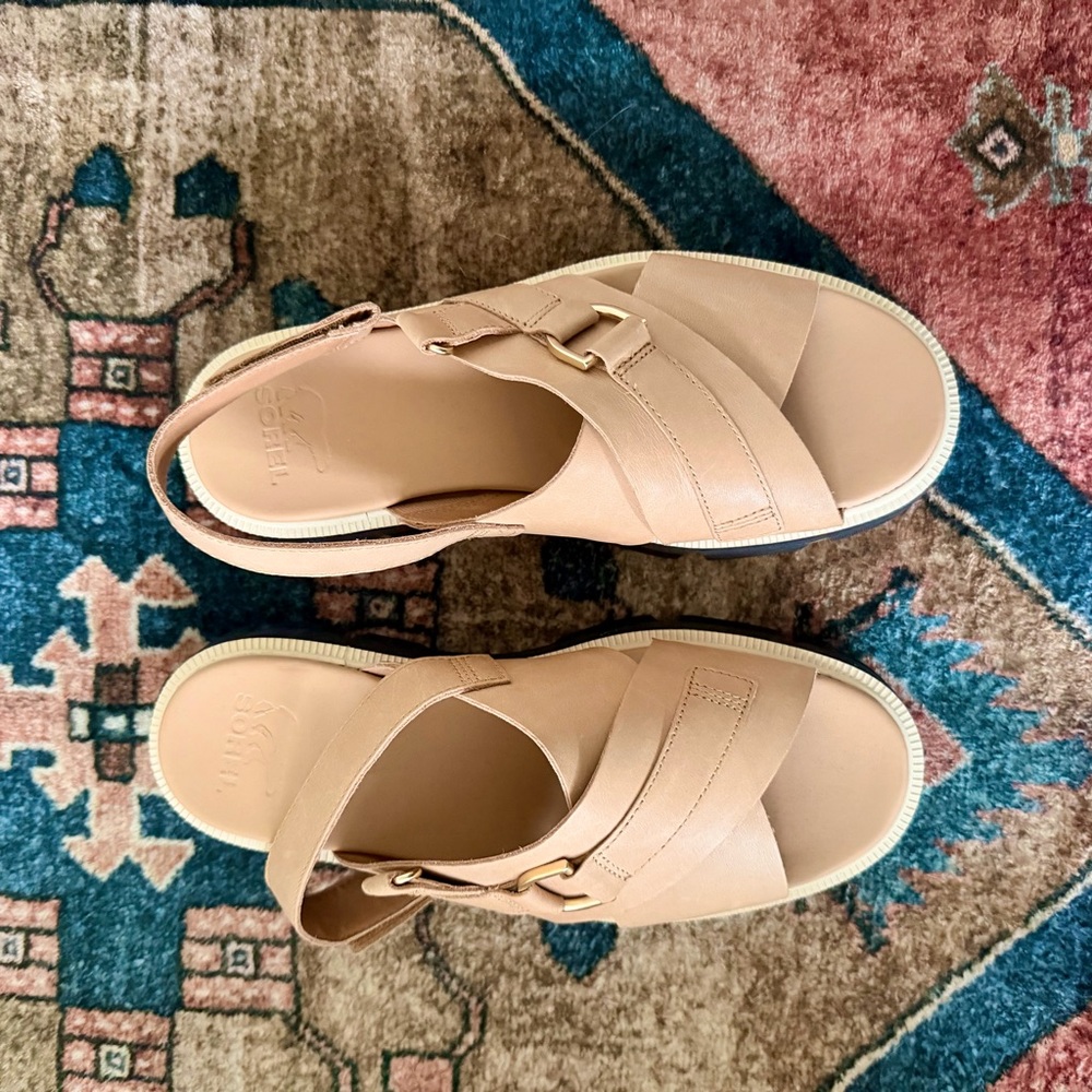 Sorel Beige Women’s Rein CB Crisscross Platform Sandals with Black Soles NWT - Picture 3 of 7